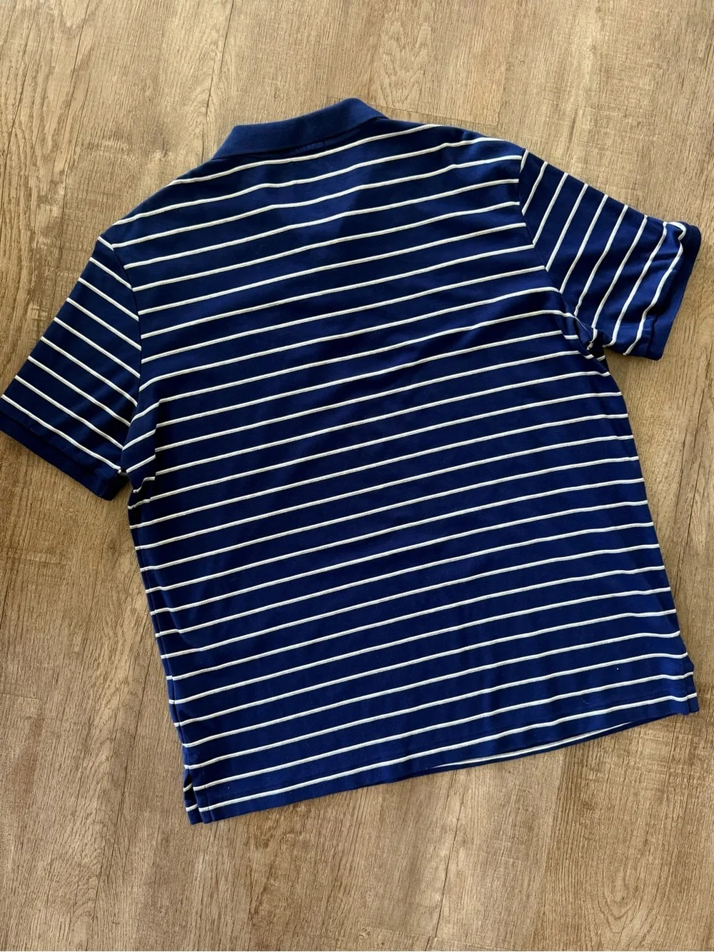 Men’s Polo Ralph Lauren Navy Striped Polo Shirt with White Pony